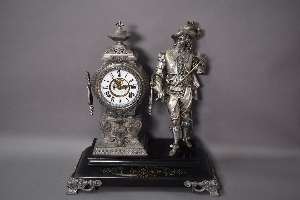 ANSONIA CAVALIER FIGURAL MANTLE CLOCK (1 of 8)