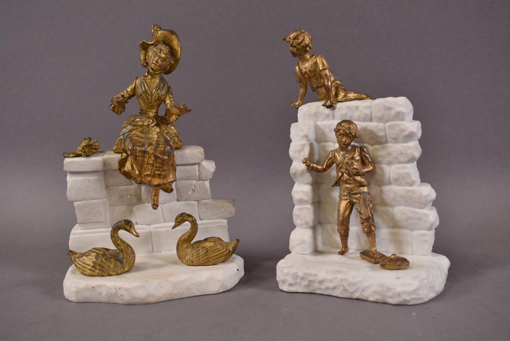 PR. OF BRONZE FIGURE BOOKENDS (1 of 6)