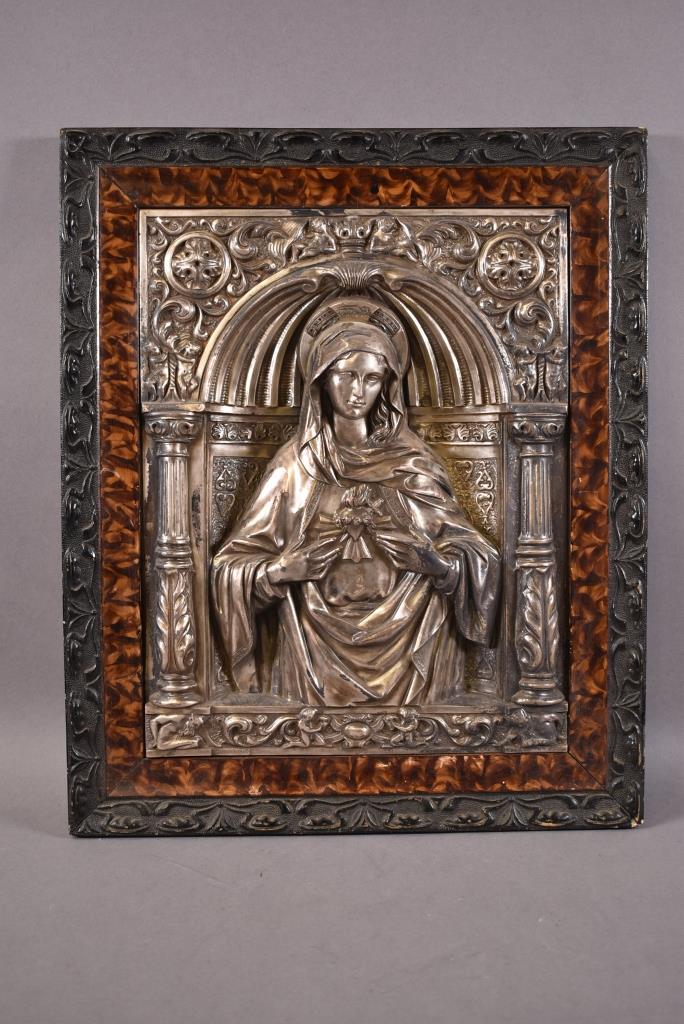 SPANISH SILVERPLATE RELIGIOUS WALL PLAQUE (1 of 6)
