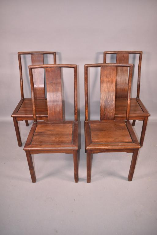 SET OF 4 CHINESE HARDWOOD DINING CHAIRS (1 of 3)