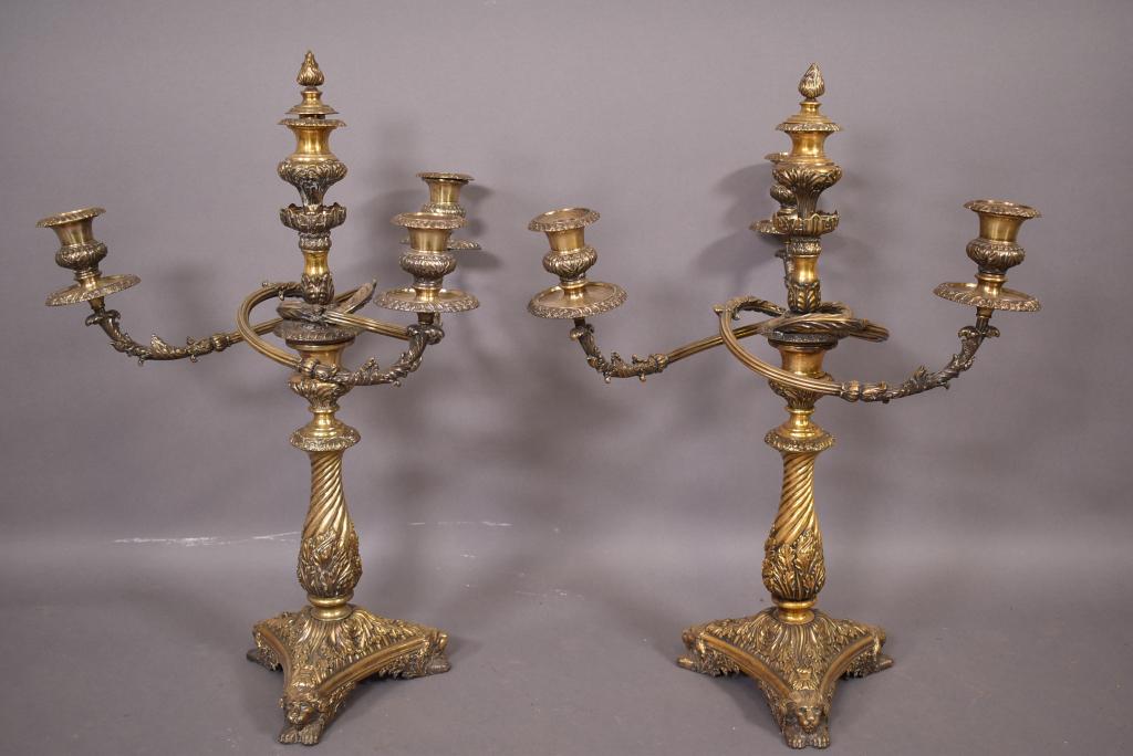 PR ANTIQUE FANCY BRONZE CANDELABRAS (1 of 6)