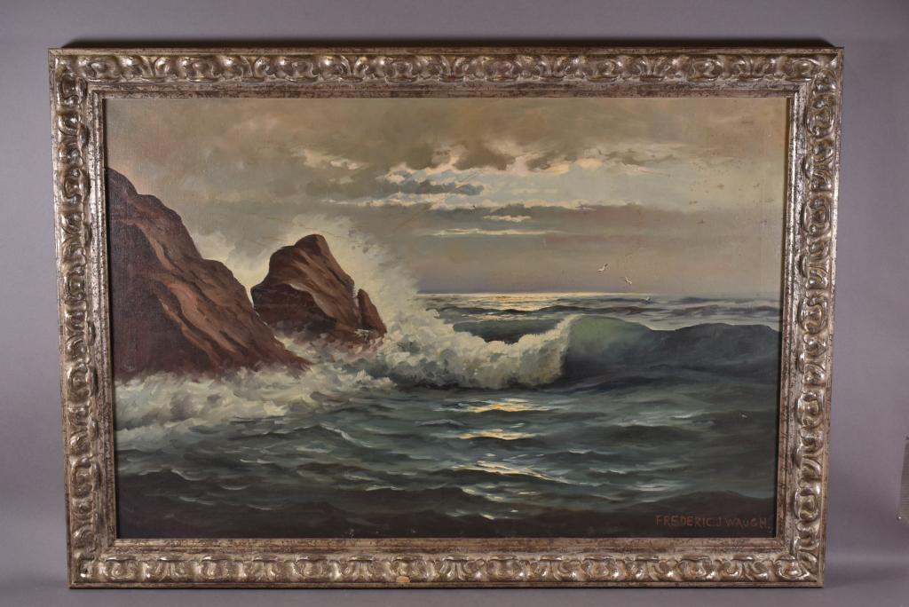 OIL ON CANVAS SEASCAPE BY "FREDERIC J WAUGH" (1 of 6)