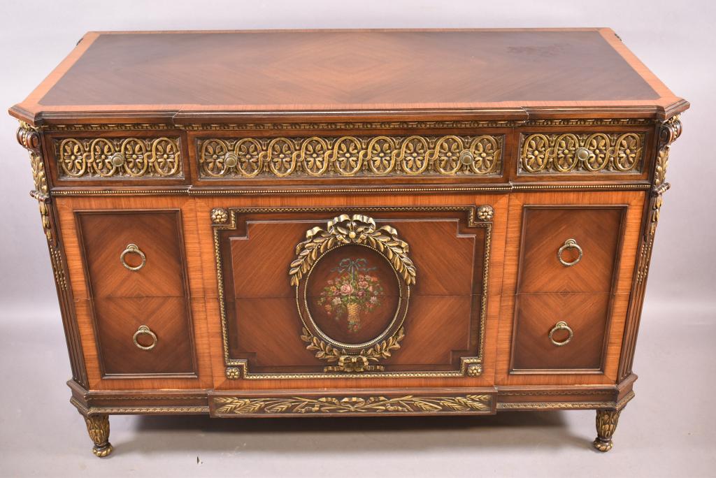 1920'S FRENCH STYLE CHEST W/ FLORAL DECORATION (1 of 9)