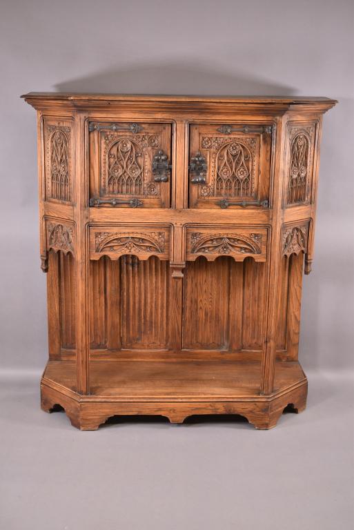 1900'S HIGHLY CARVED GOTHIC HALL CABINET (1 of 5)