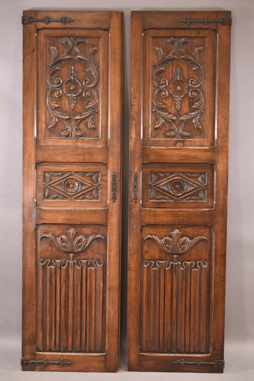PR. OF FRENCH CARVED PANELS WITH IRON STRAPPING (1 of 3)