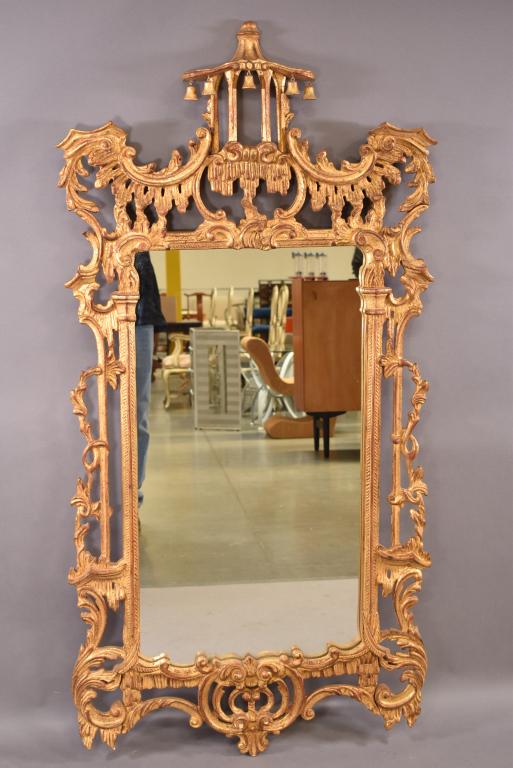 GOLD GILT JESSO ON WOOD ASIAN MOTIF WALL MIRROR (1 of 3)