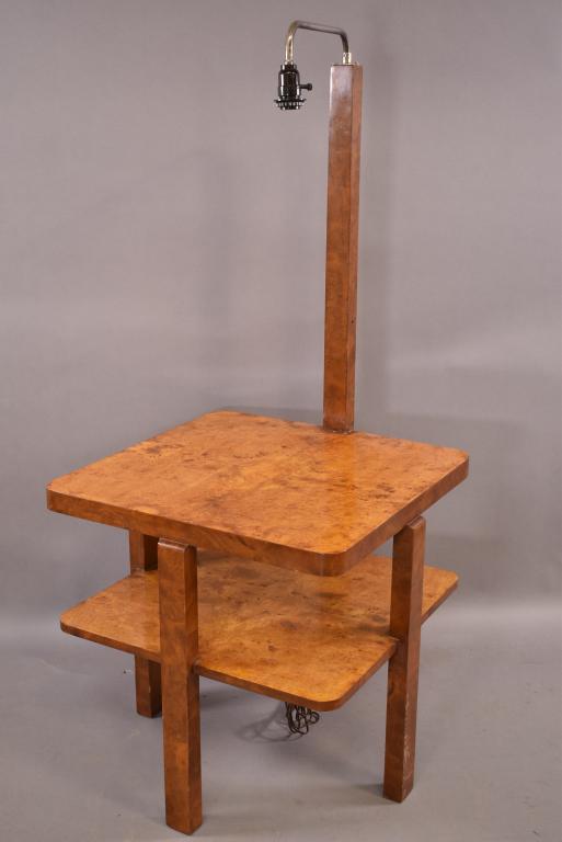 ART DECO BURLED WOOD TABLE / LAMP (1 of 3)
