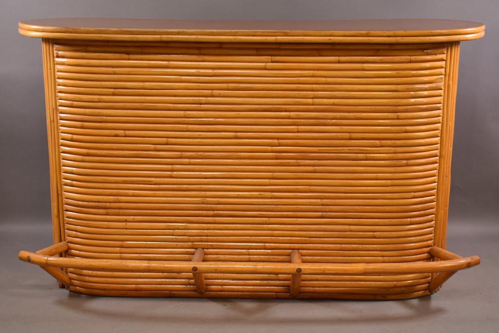 RATTAN BAR WITH FORMICA WOOD GRAIN TOP (1 of 5)
