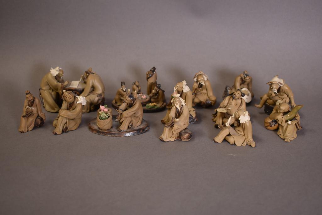 13 CHINESE MINIATURE HANDMADE MUD MEN (1 of 3)