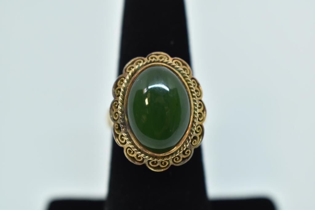18KT & JADE WOMENS FILIGREE RING (1 of 4)