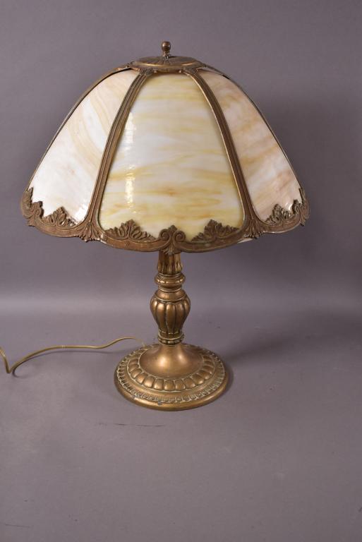 SLAG GLASS SHADE TABLE LAMP (1 of 3)