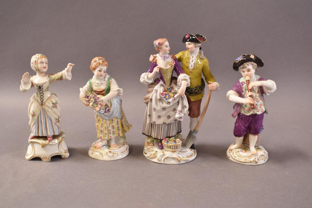 4 PORCELAIN FIGURES (3 ARE MEISSEN) (1 of 11)