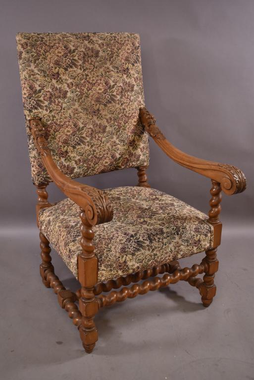 1920'S CARVED WALNUT HALL CHAIR (1 of 8)
