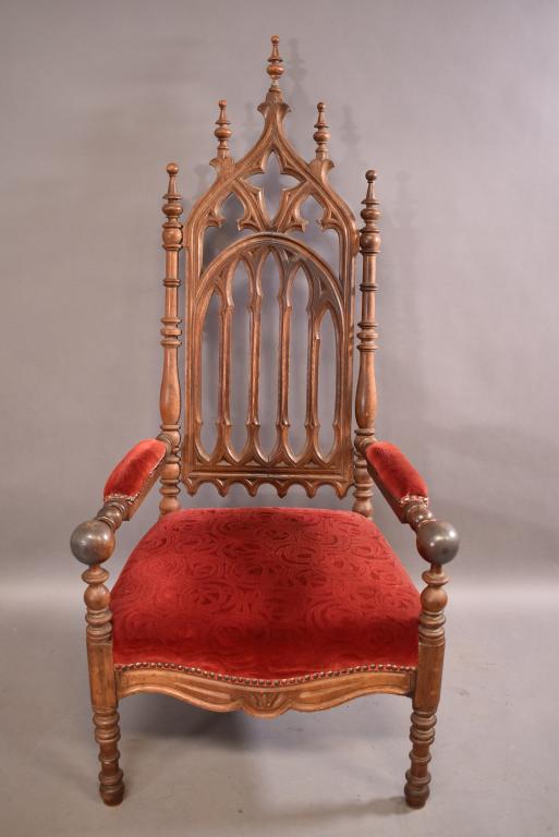 19TH CENTURY GOTHIC STYLE HALL CHAIR (1 of 8)