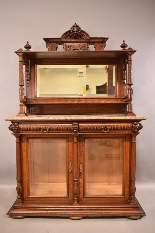 1900'S OAK MARBLE TOP SERVER (1 of 7)