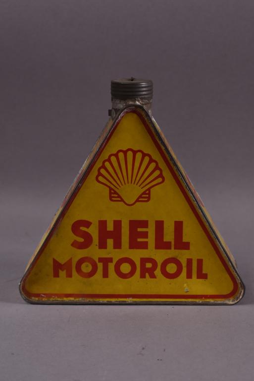 Shell Motor OIl Liter Triangle Metal Can (1 of 4)