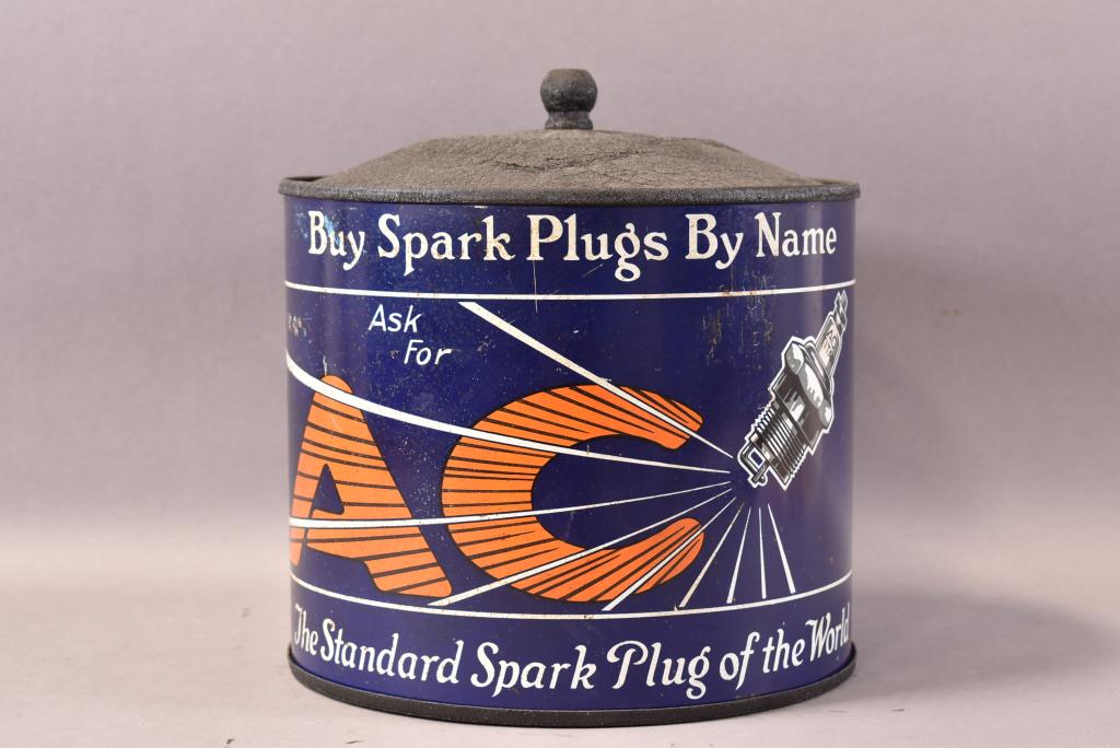 AC Spark Plugs Round Metal Display Cabinet (1 of 4)