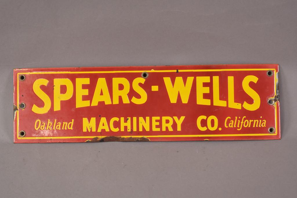 Spears-Wells Machinery Oakland Ca. Porcelain Sign (1 of 2)