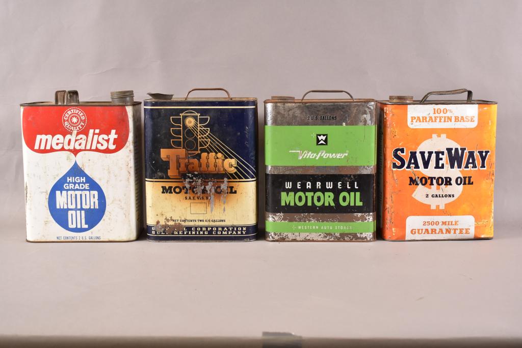 4-Two Gallon Motor Oil Metal Cans (1 of 2)