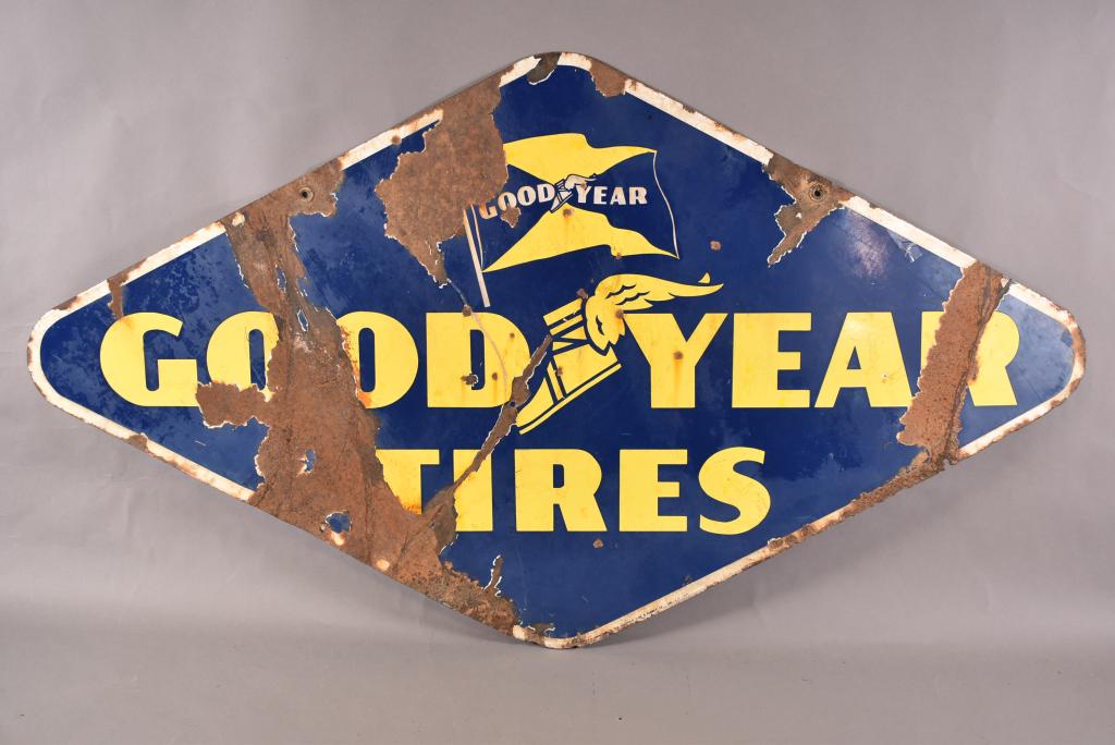 Goodyear Tires w/ Both Logo Porcelain Sign (1 of 3)