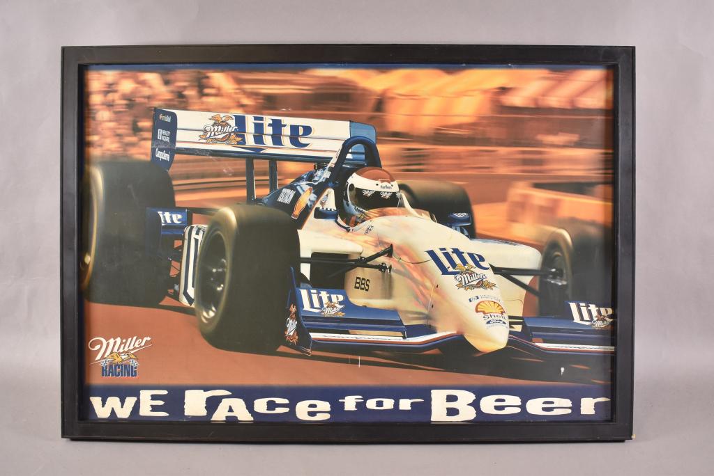 Miller Beer Plastic Lighted Sign with Dragster (1 of 2)