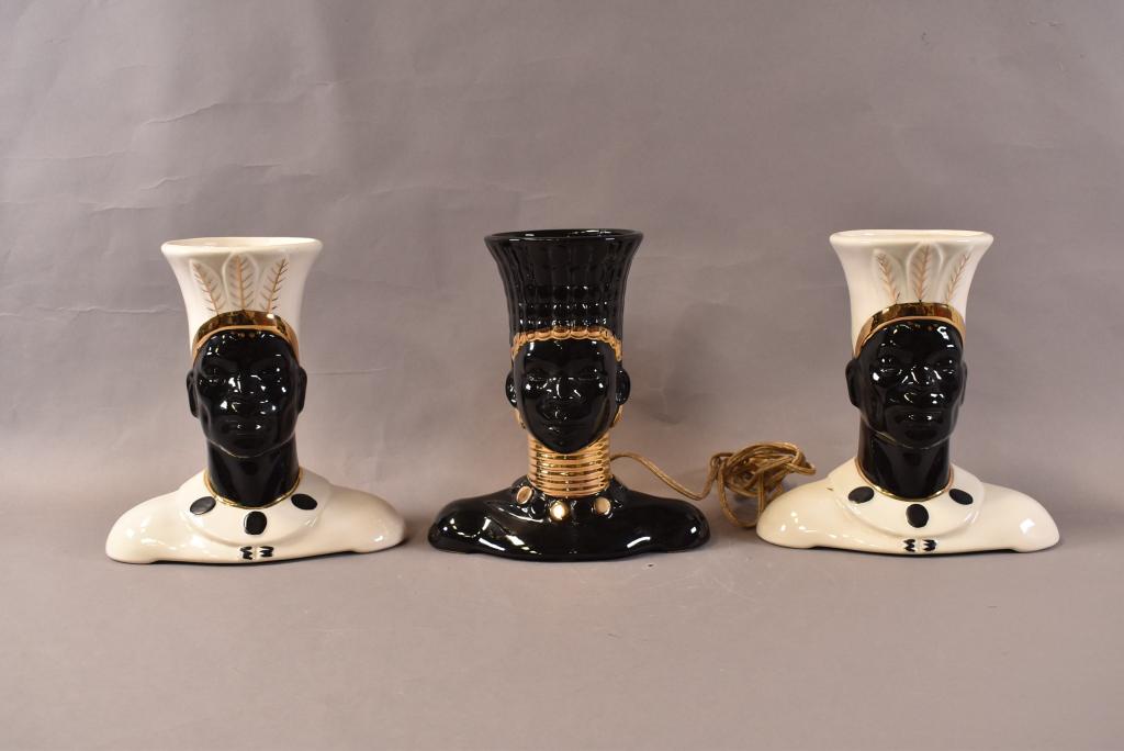 AFRICAN BUST TV LAMP PLANTERS (1 of 3)