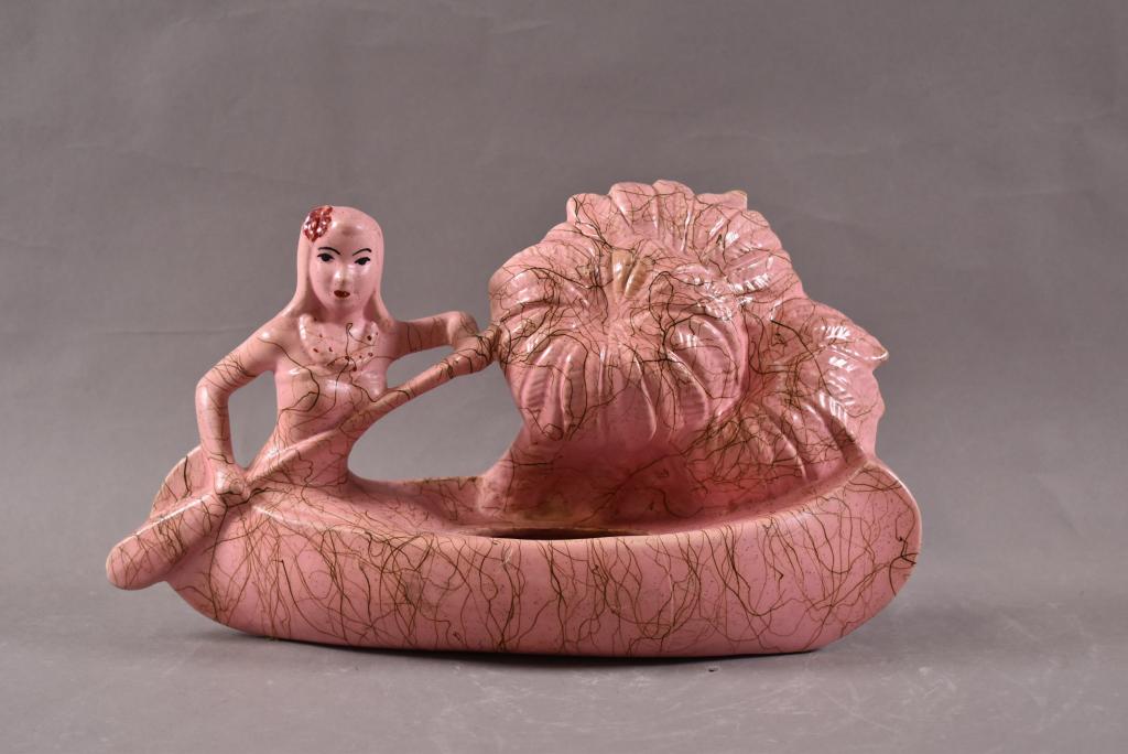 LADY IN CANOE TV LAMP PLANTER (1 of 3)