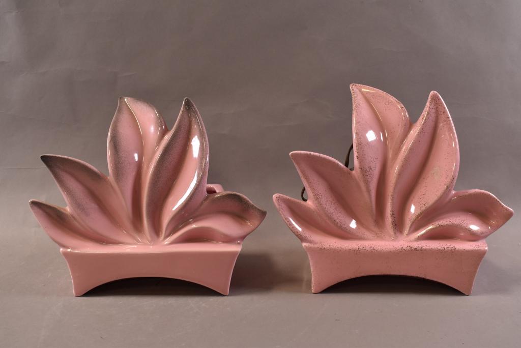 PAIR OF LEAF TV LAMP PLANTERS (1 of 2)