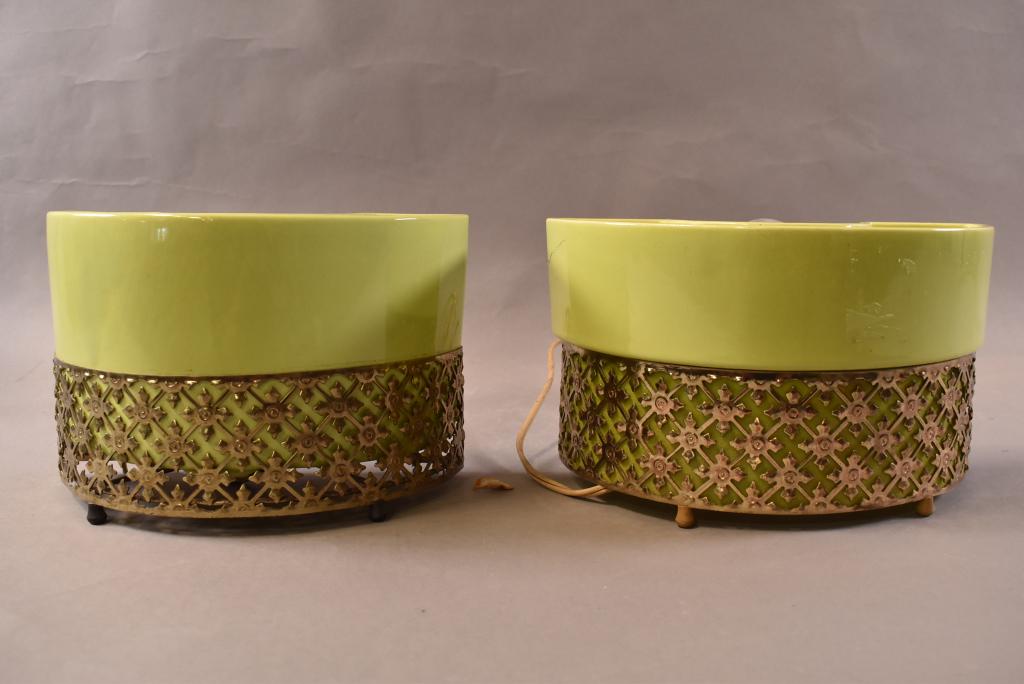 PAIR MID CENTURY TV LAMP PLANTERS (1 of 2)