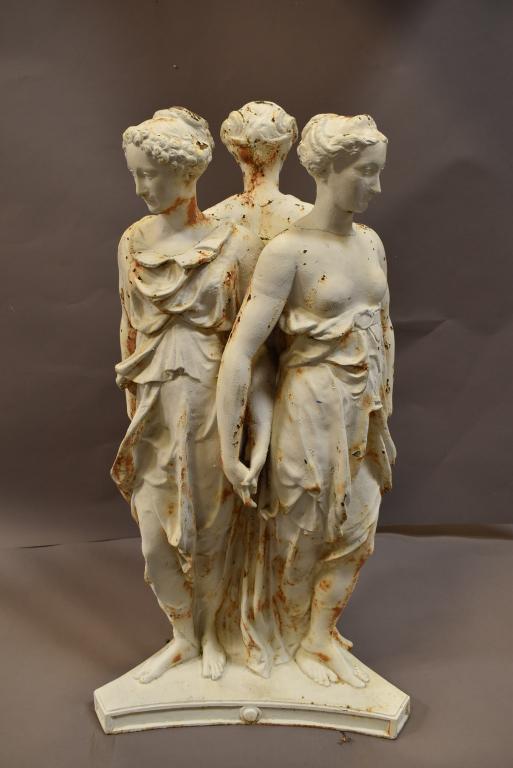 19TH CENTURY CAST IRON 3 GRACES YARD STATUE (1 of 5)