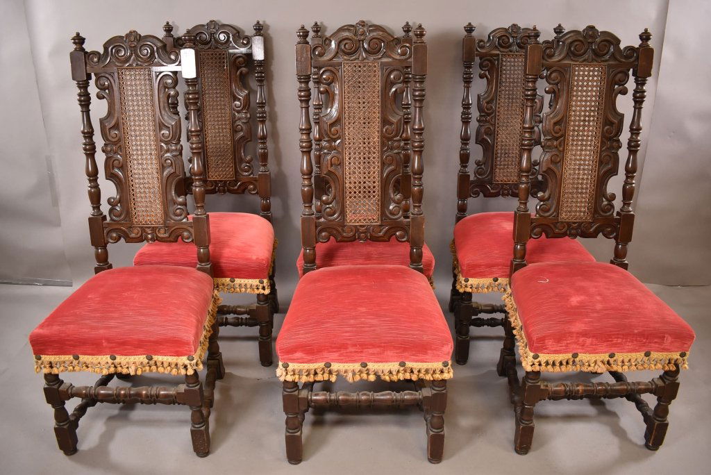 SET OF 6 SPANISH STYLE TALL BACK DINING CHAIRS (1 of 4)