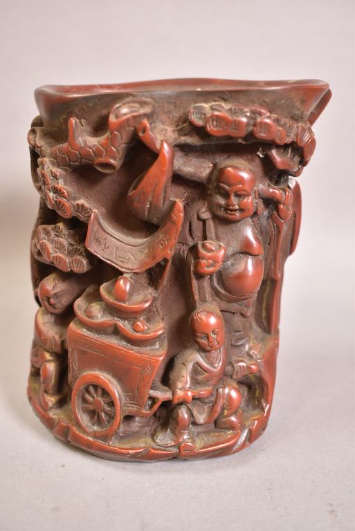 CHINESE BRUSH POT: GOOD CONDITION. 5 1/2" H