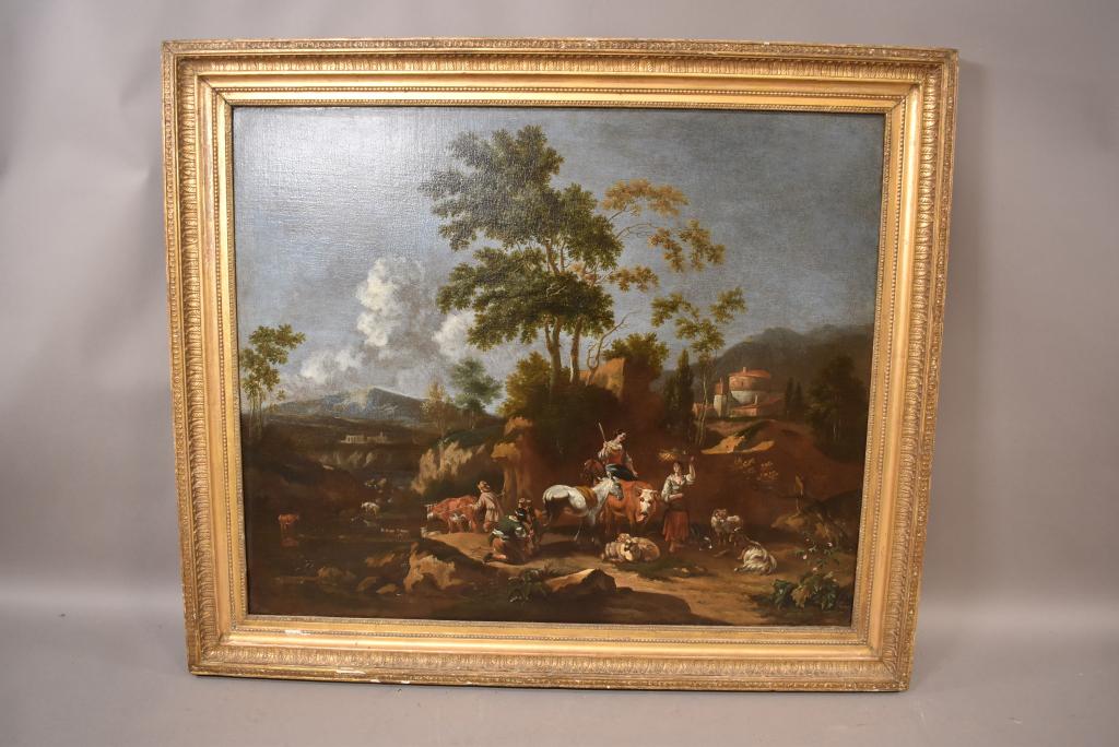 19TH CENTURY FARMYARD LANDSCAPE SCENE PAINTING (1 of 6)
