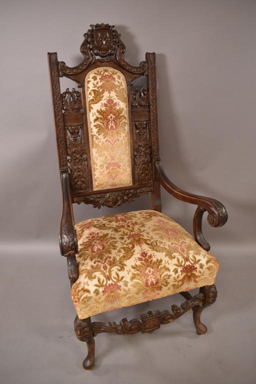 1920'S HIGHLY CARVED HALL CHAIR (1 of 5)