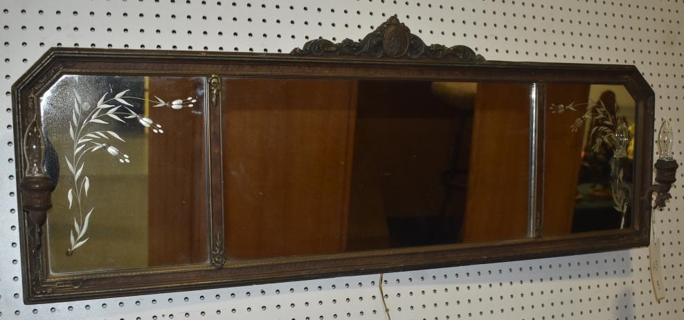 1920'S ETCHED BUFFET MIRROR W/ LIGHT UP SCONCES (1 of 3)