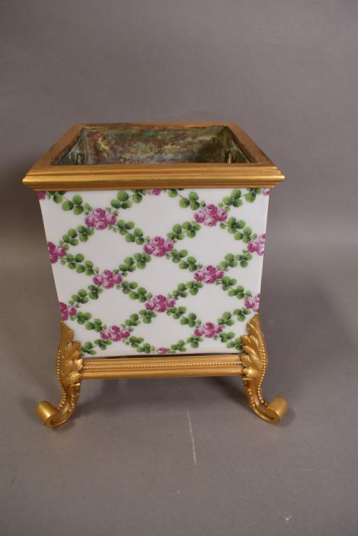 SIGNED SEVRES PORCELAIN & BRONZE FOOTED PLANTER (1 of 4)