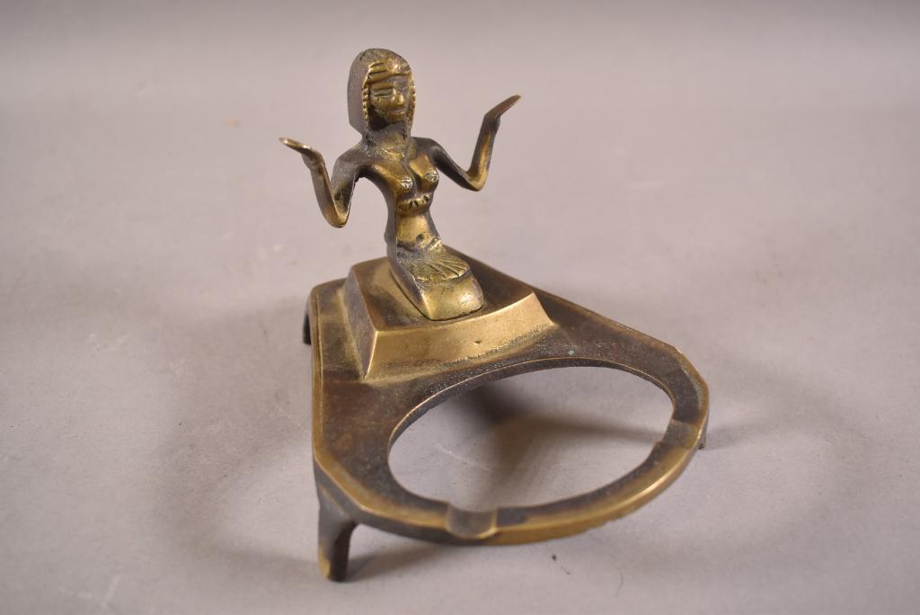 EGYPTIAN CLEOPATRA BRASS ASHTRAY (1 of 4)