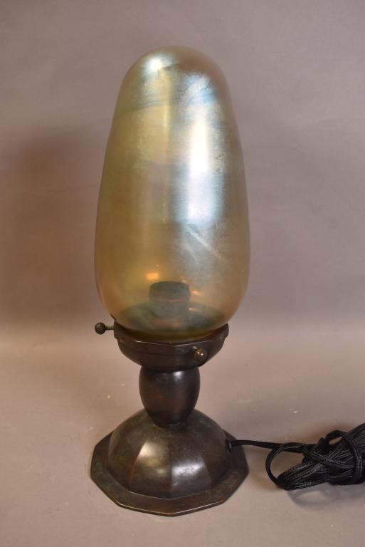 SIGNED E. BRANDT FRANCE LAMP W/ STEUBEN SHADE (1 of 3)
