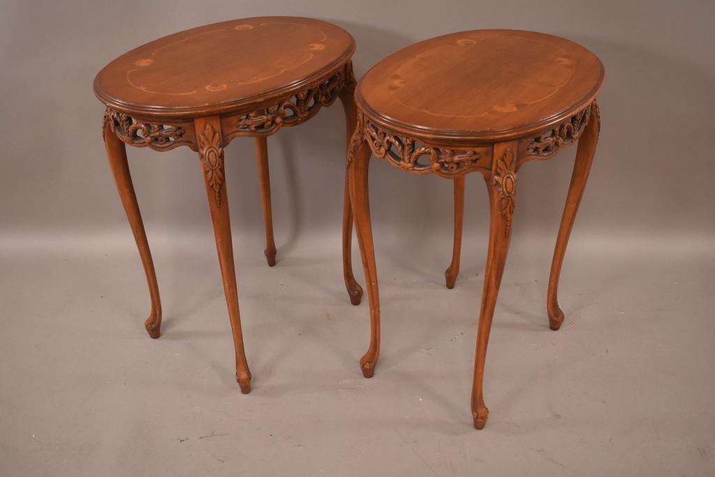 PR. 1920'S INLAID FRENCH STYLE PARLOR TABLES (1 of 4)