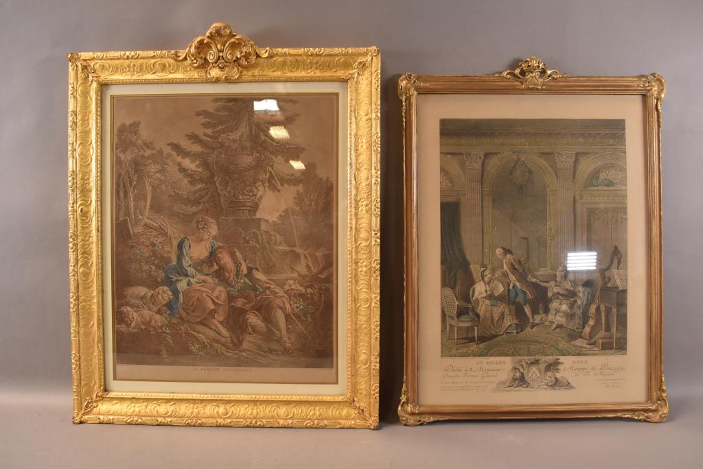 2 1900'S MEZZOTINTS IN GOLD GILT FRAMES (1 of 5)