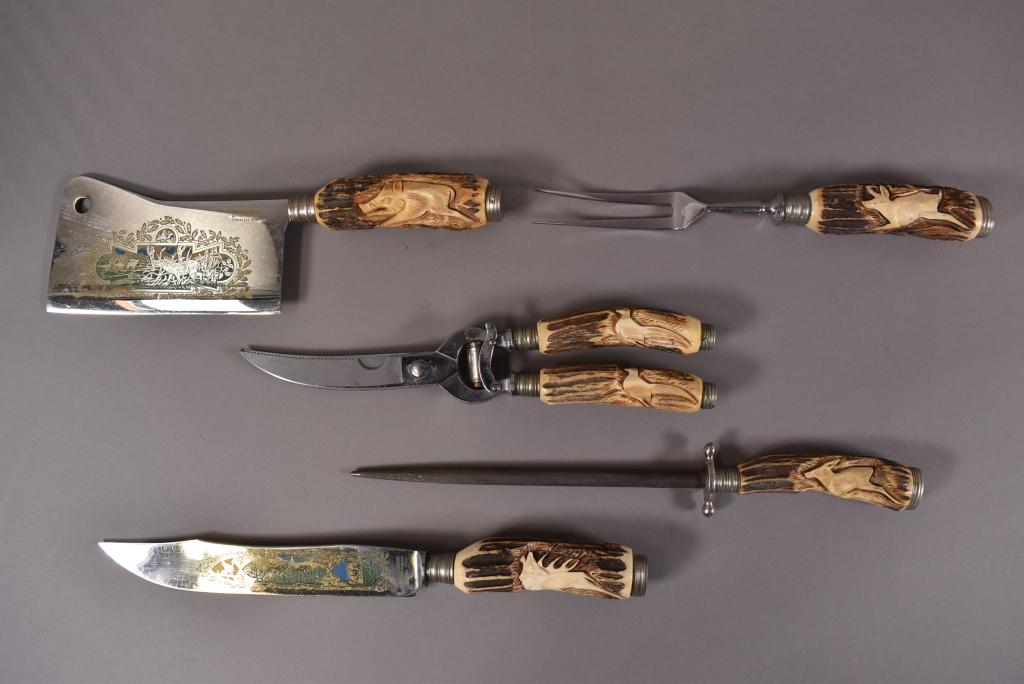 5 PCS STAG HANDLED CARVING SET (1 of 6)