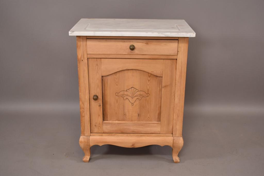 MARBLE TOP PINE NIGHTSTAND (1 of 4)