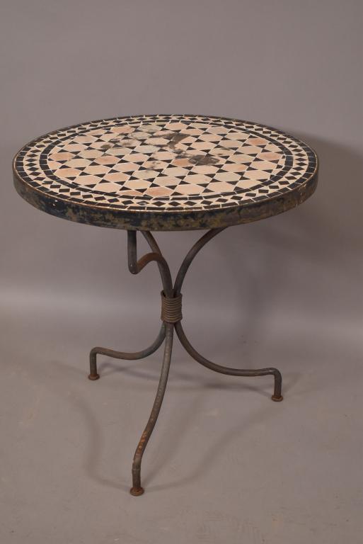 IRON BASE TILE TOP PATIO TABLE (1 of 3)