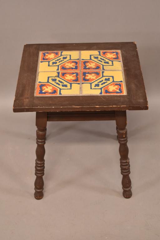MAHOGANY CALIFORNIA TILE TOP SIDE TABLE (1 of 3)
