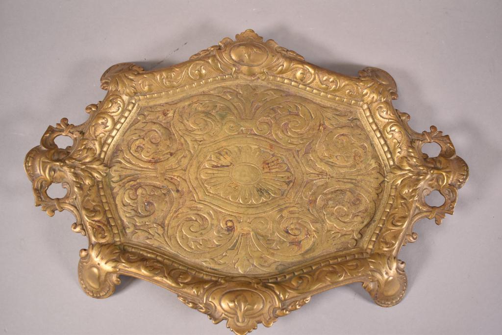 19TH CENTURY BRONZE FOOTED TRAY WITH HANDLES (1 of 5)