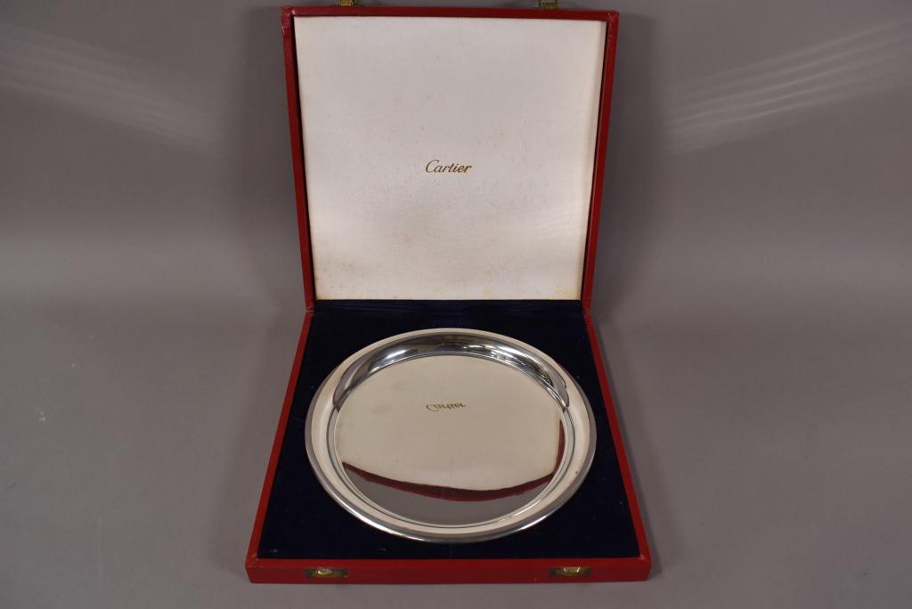 CARTIER PEWTER PLATE IN ORIGINAL BOX (1 of 2)
