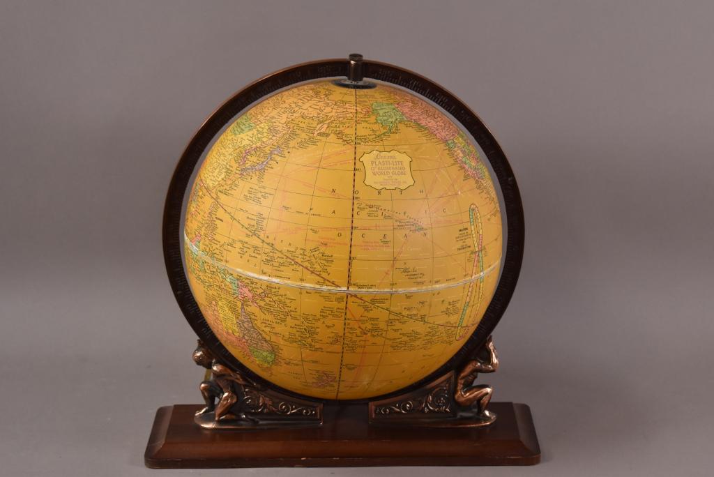 1930'S PLASTI-LITE GLOBE ON METAL STAND (1 of 4)