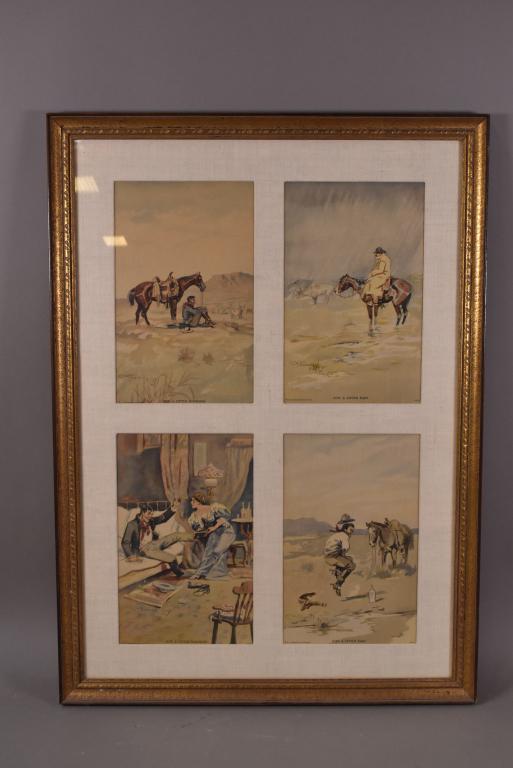 CHARLES RUSSELL WESTERN PRINTS IN FRAME (1 of 6)