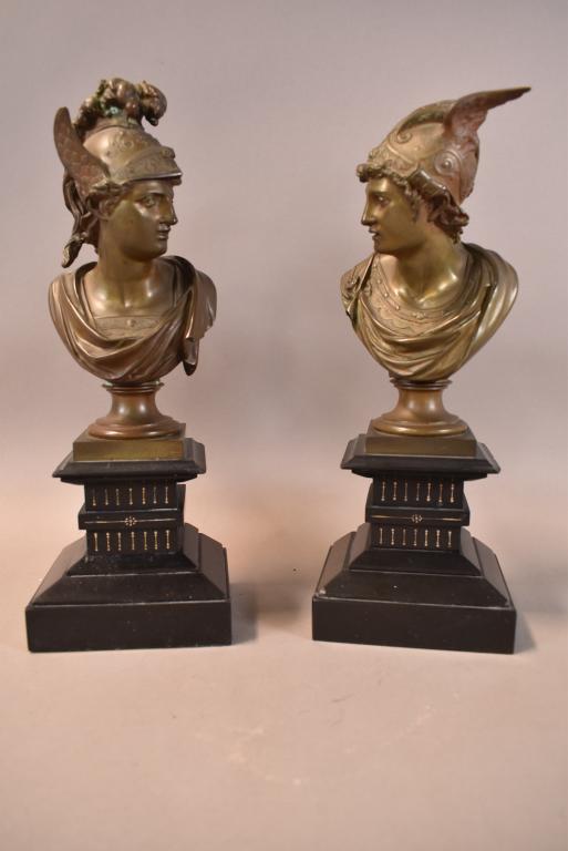 1900'S BRONZE MYTHOLOGICAL BUSTS ON MARBLE BASES (1 of 4)