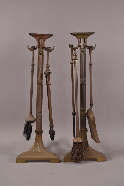 ART NOUVEAU ANDIRON FIRE TOOL SET (1 of 4)